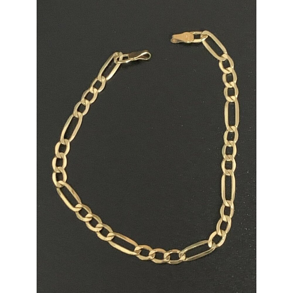 18k Gold Figaro Chain Link No Clasp 7.5"